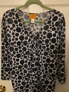 Ruby Rd. Black & White Polka Dot Tie-Front Tunic
